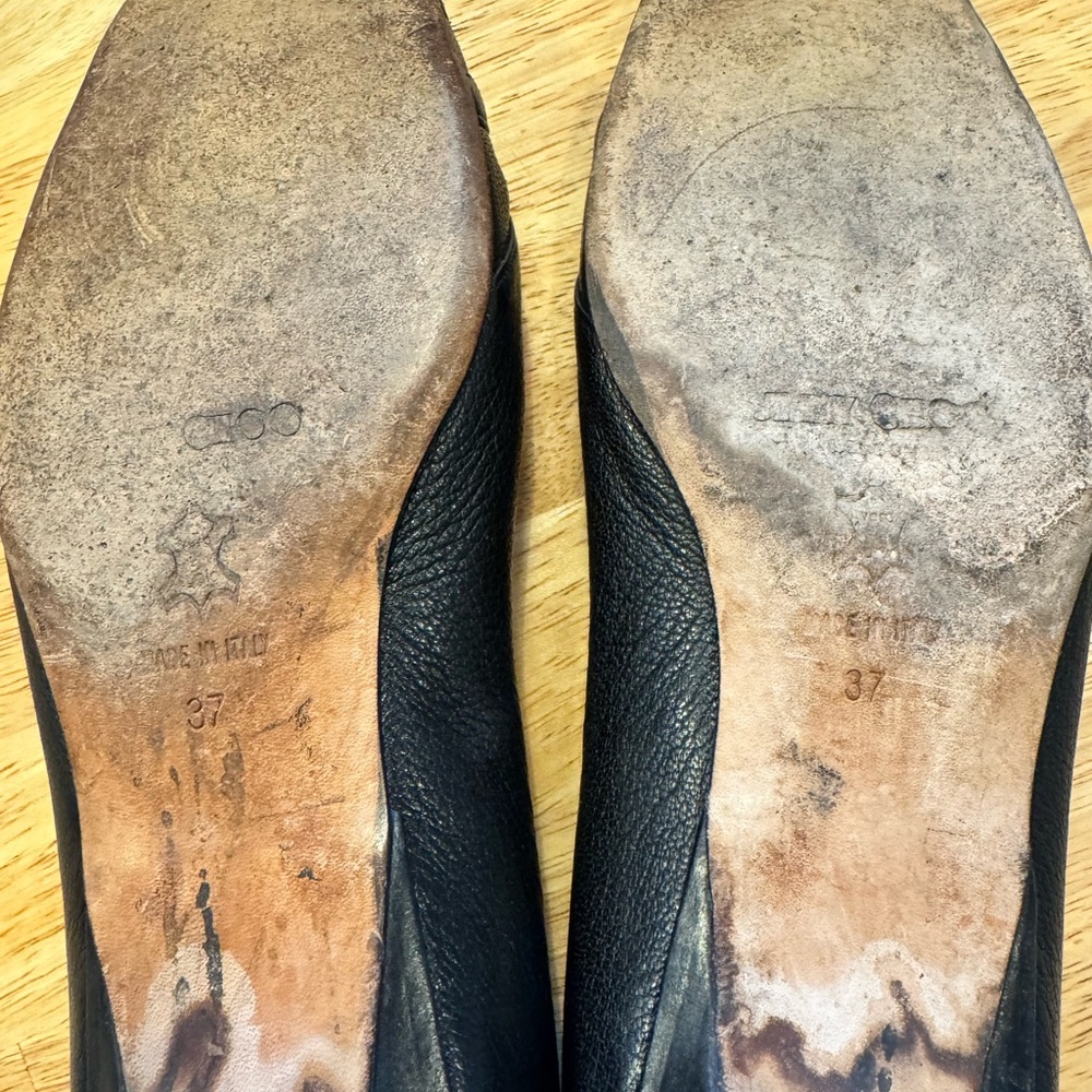 Jimmy Choo Black Leather Flats - Picture 4 of 5